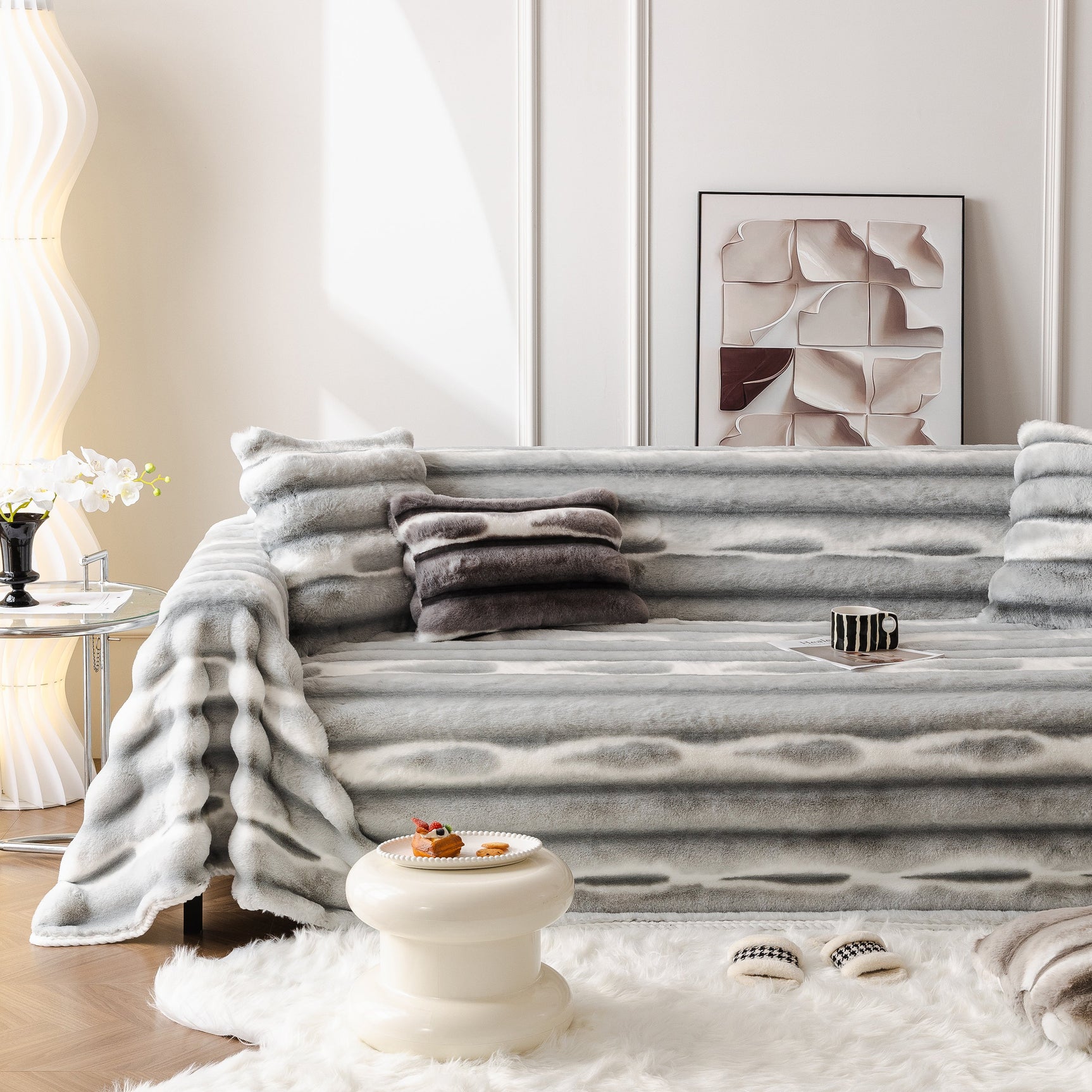 Ultra Soft Faux Fur Couch Cover – Large, Fluffy, and Elegant Sofa Throw Blanket - Ornate Home