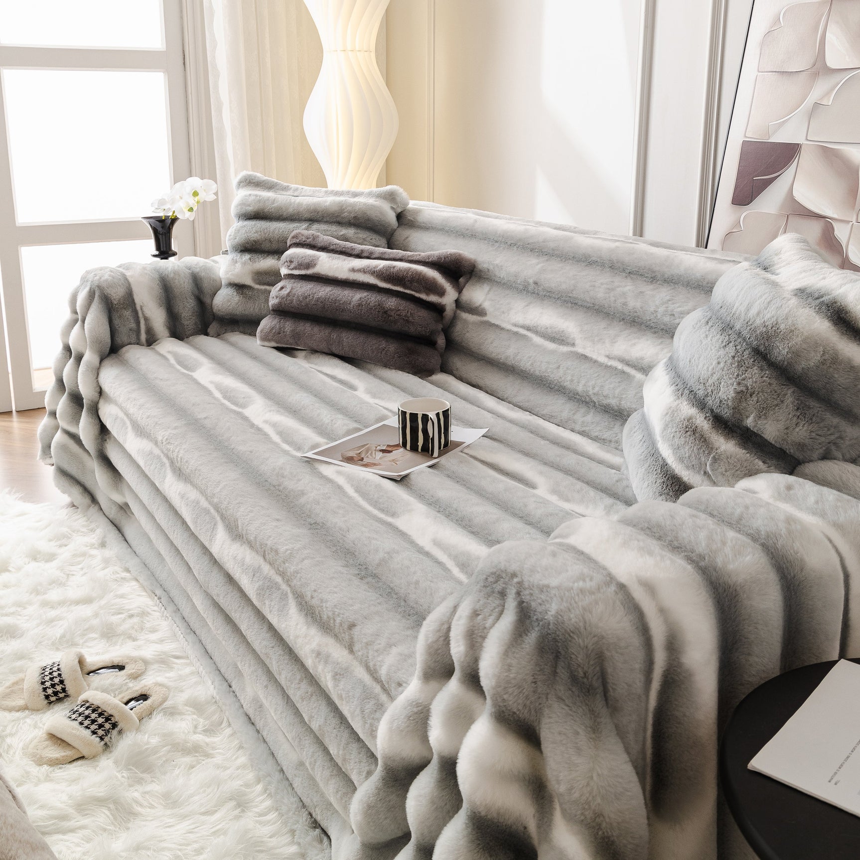 Ultra Soft Faux Fur Couch Cover – Large, Fluffy, and Elegant Sofa Throw Blanket - Ornate Home