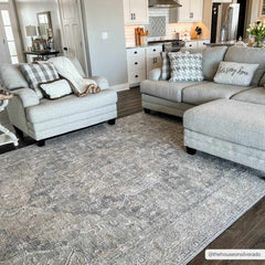 Ulubey Distressed Gray Thick Luxe Area Rug - Ornate Home