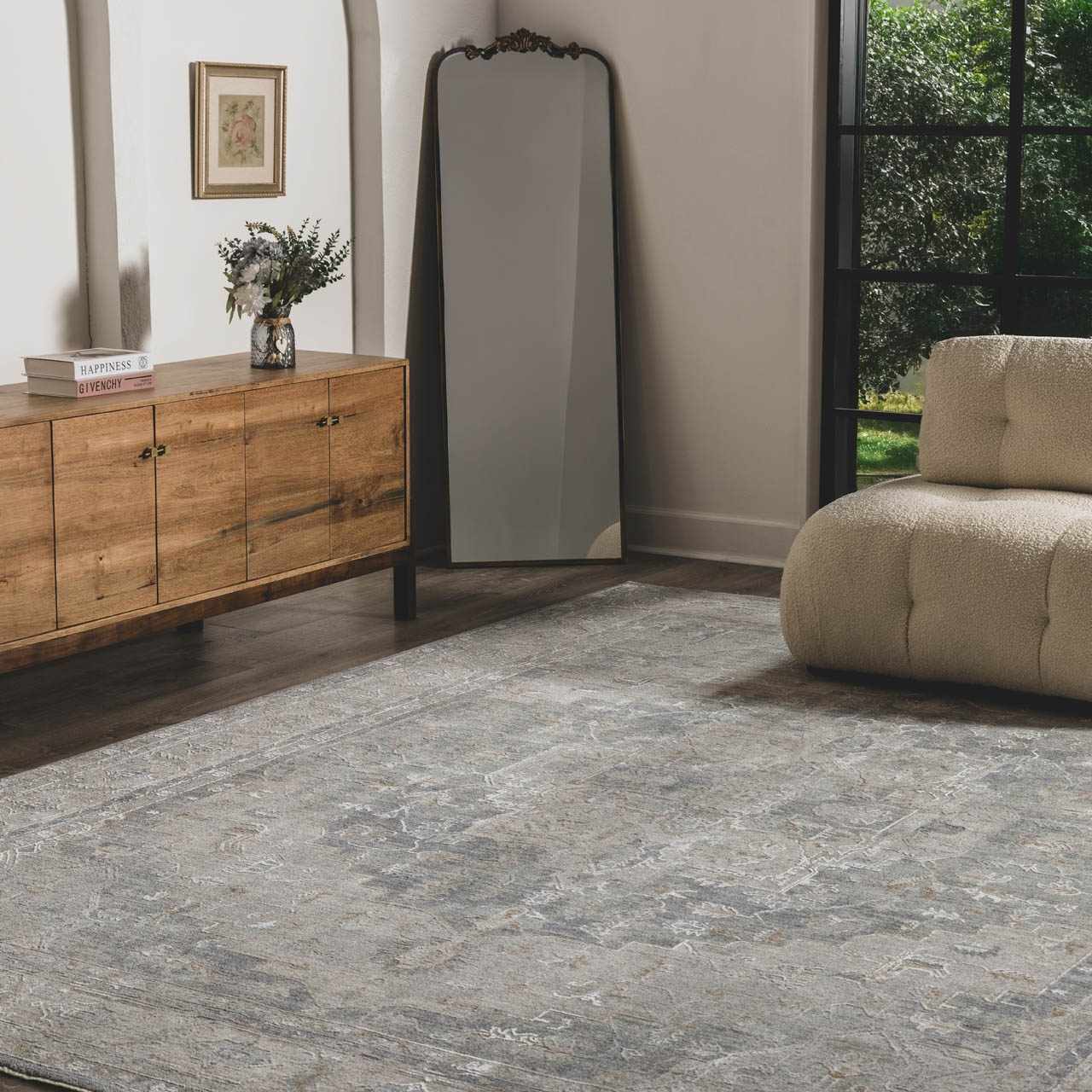 Ulubey Distressed Gray Thick Luxe Area Rug - Ornate Home