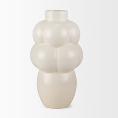 Ulvi Cream Glazed Bubble Ceramic Vase - Ornate Home