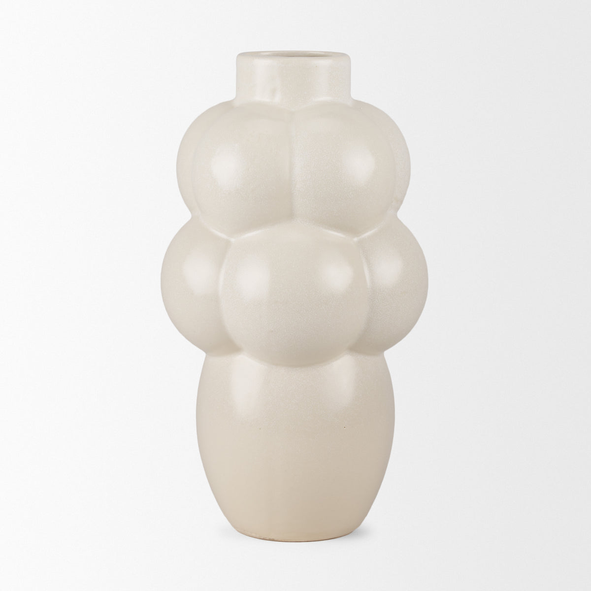 Ulvi Cream Glazed Bubble Ceramic Vase - Ornate Home