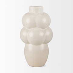Ulvi Cream Glazed Bubble Ceramic Vase - Ornate Home