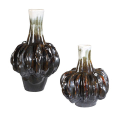 Umbrian Multicolor White & Brown Gourd Vases (Set of 2) - Ornate Home