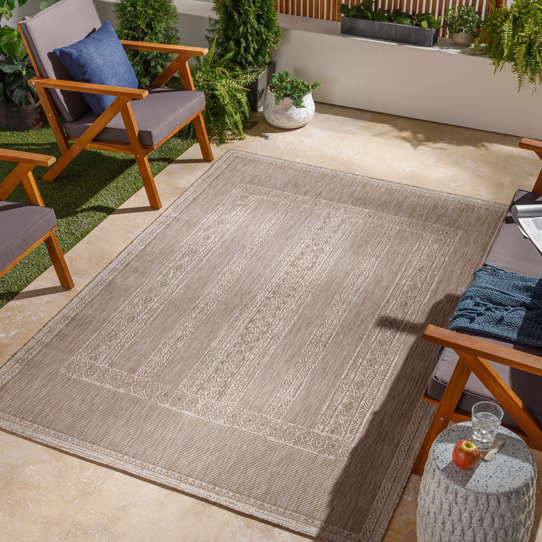 Unidos Beige Outdoor Area Rug - Clearance - Ornate Home