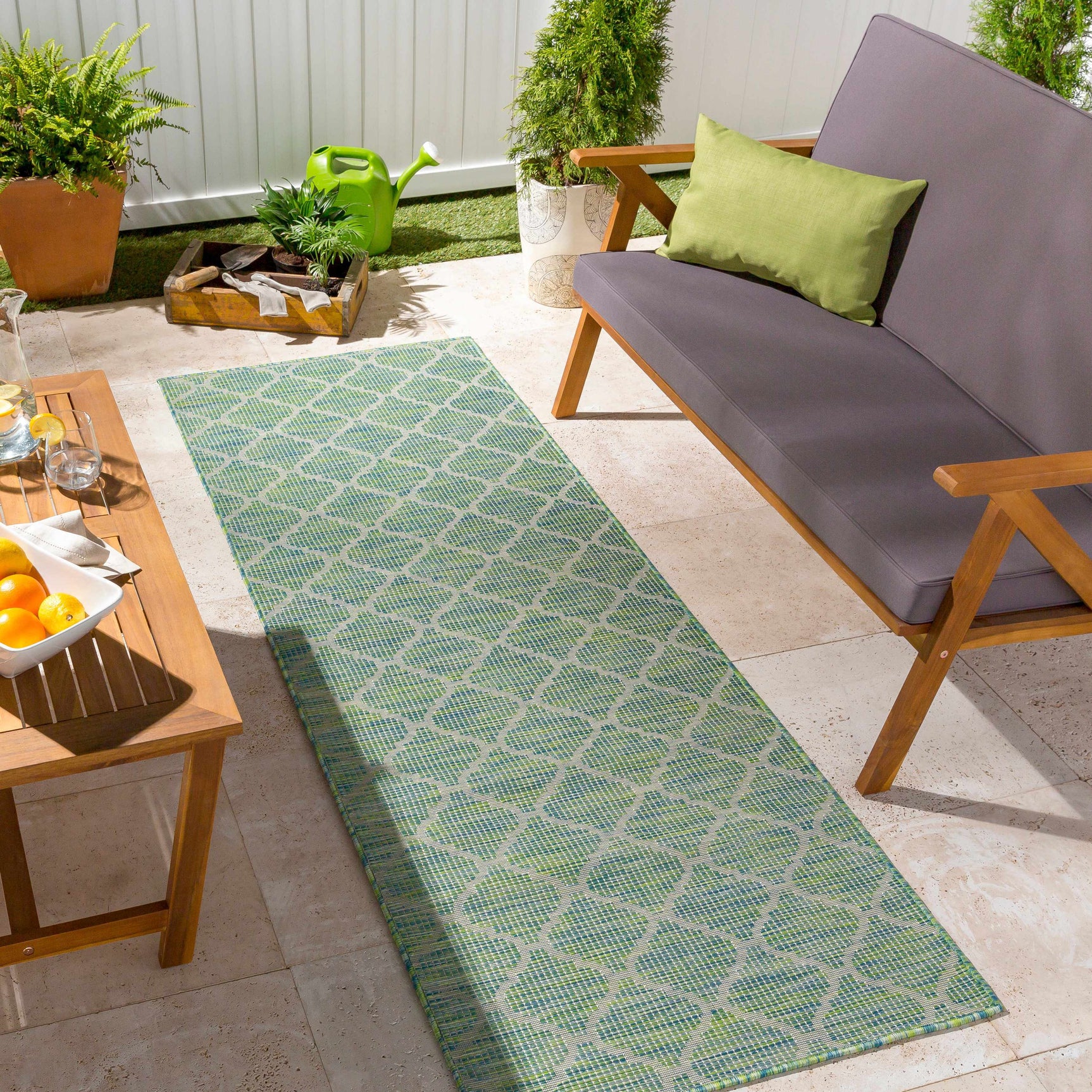 Unique Outdoor Trellis Area Rug, Lime Green - Clearance - Ornate Home