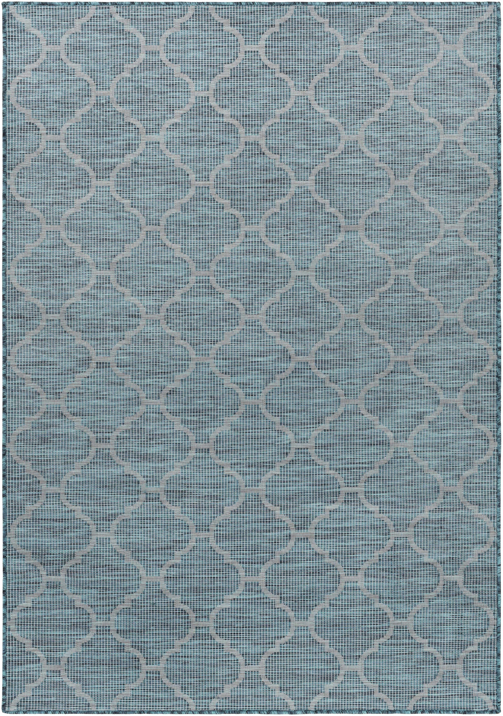 Unique Outdoor Trellis Area Rug, Teal - Clearance - Ornate Home