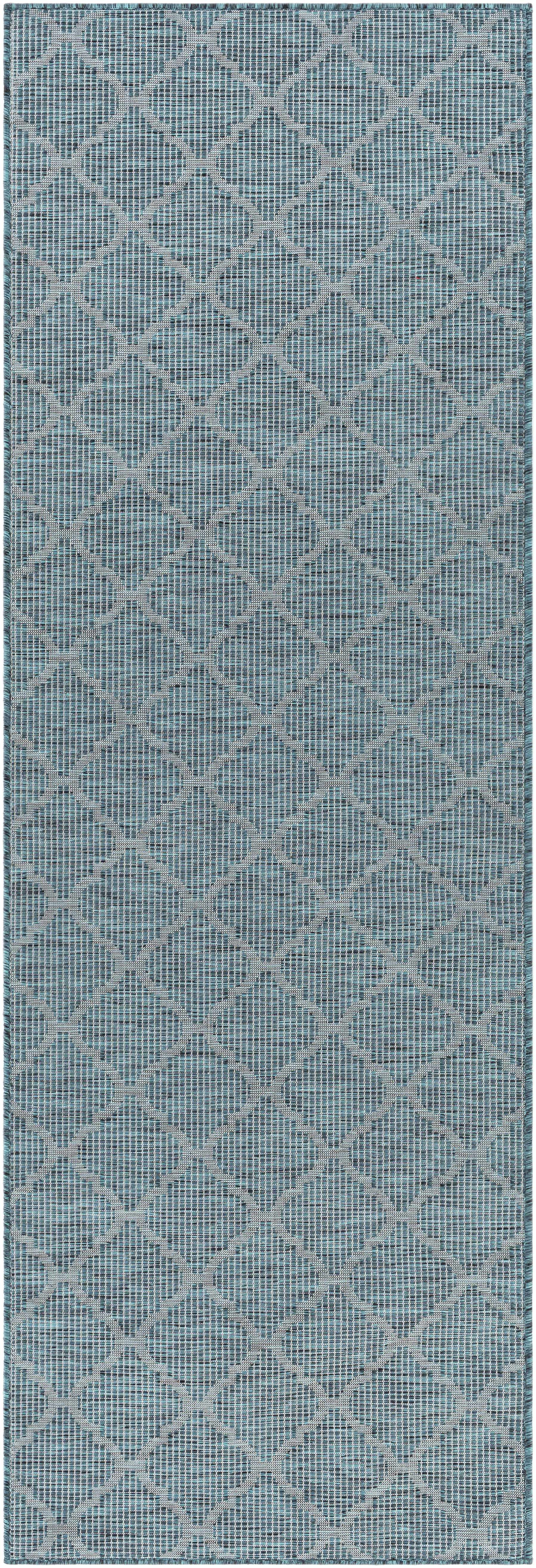 Unique Outdoor Trellis Area Rug, Teal - Clearance - Ornate Home