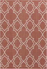 Unique Rust Red Lattice Trellis Outdoor Rug - Clearance - Ornate Home
