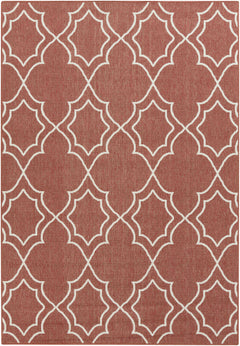Unique Rust Red Lattice Trellis Outdoor Rug - Clearance - Ornate Home