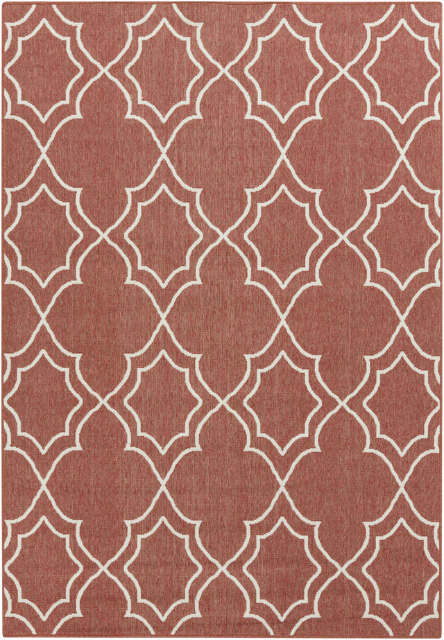 Unique Rust Red Lattice Trellis Outdoor Rug - Clearance - Ornate Home