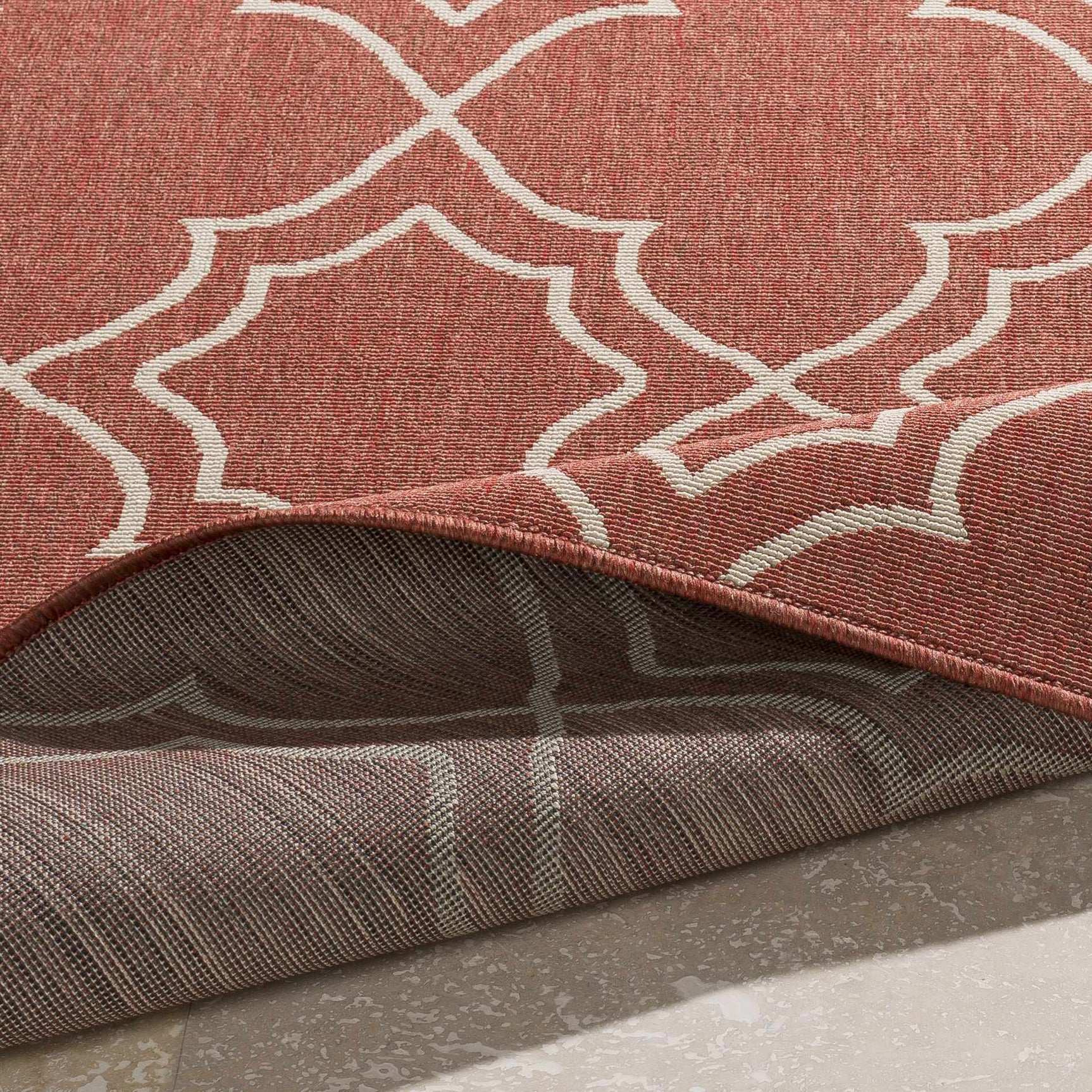Unique Rust Red Lattice Trellis Outdoor Rug - Clearance - Ornate Home