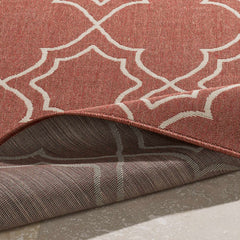 Unique Rust Red Lattice Trellis Outdoor Rug - Clearance - Ornate Home