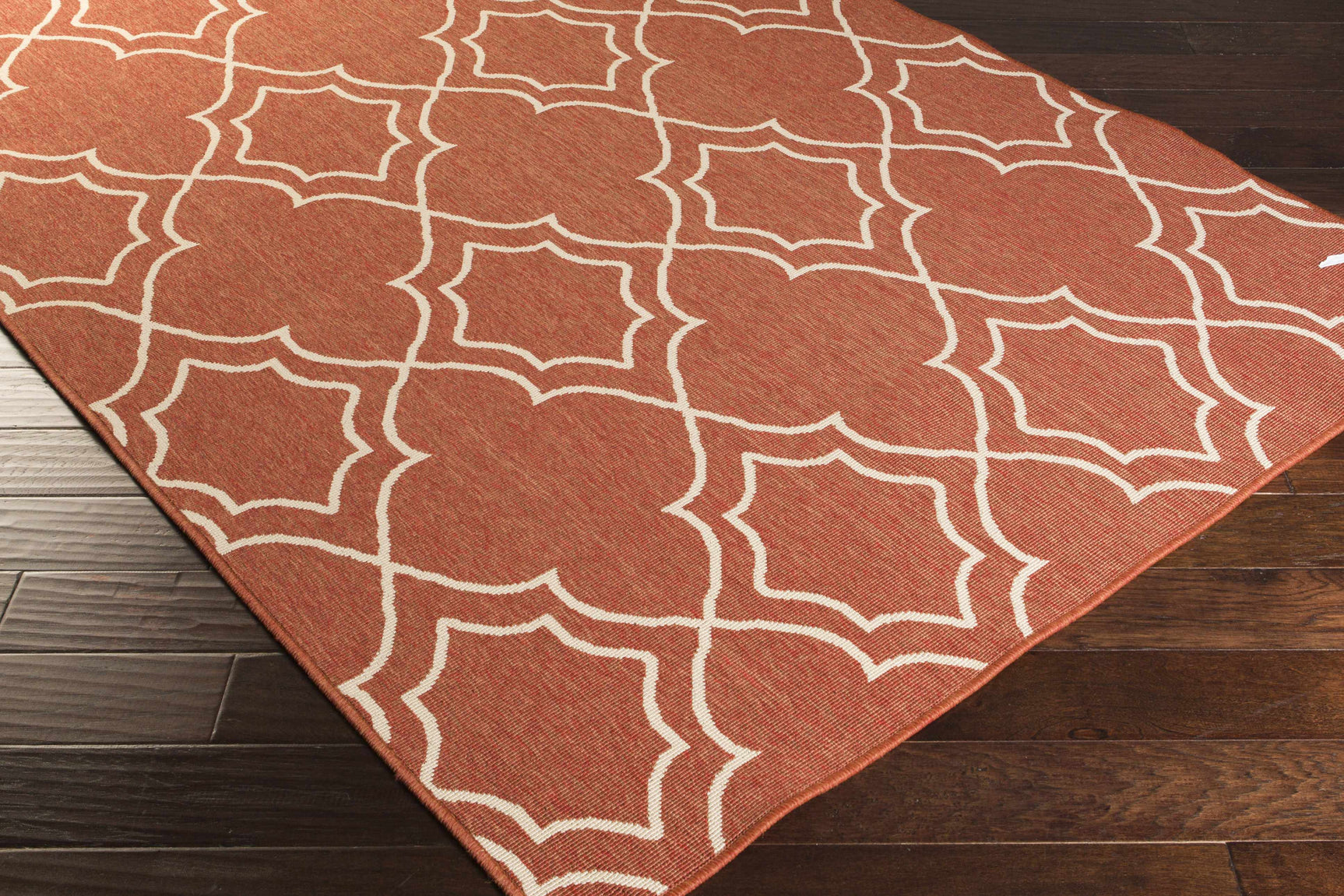 Unique Rust Red Lattice Trellis Outdoor Rug - Clearance - Ornate Home