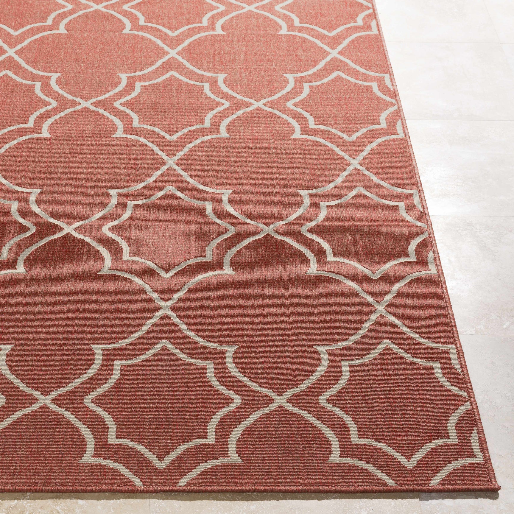 Unique Rust Red Lattice Trellis Outdoor Rug - Clearance - Ornate Home