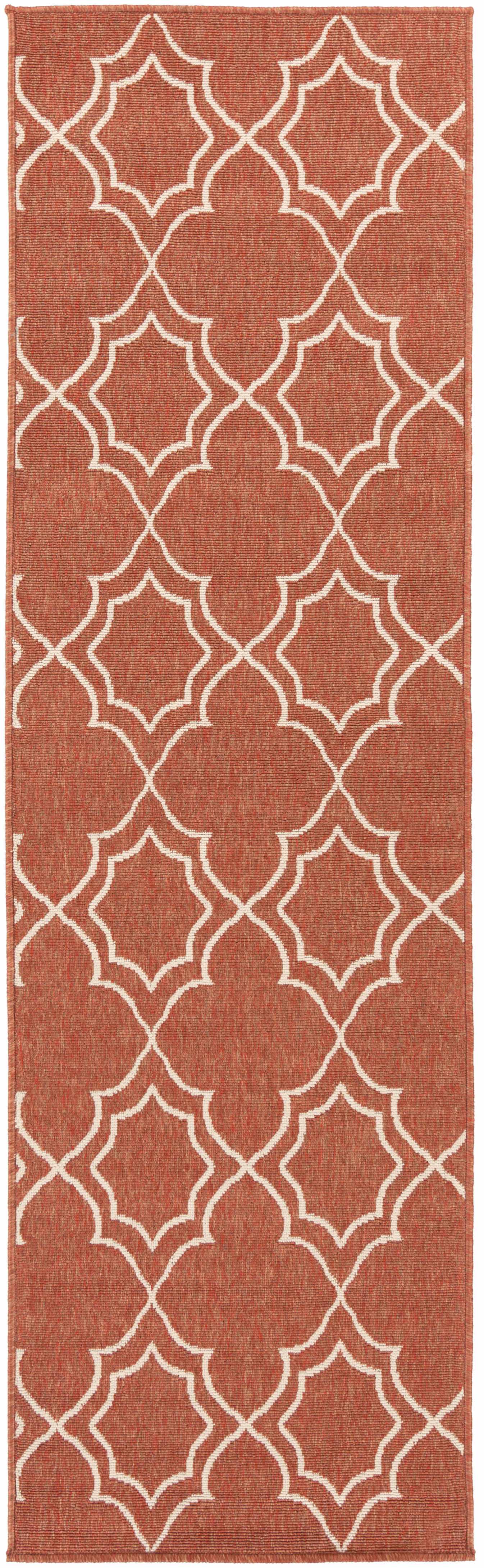 Unique Rust Red Lattice Trellis Outdoor Rug - Clearance - Ornate Home