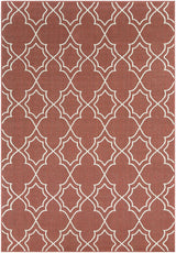 Unique Rust Red Lattice Trellis Outdoor Rug - Clearance - Ornate Home