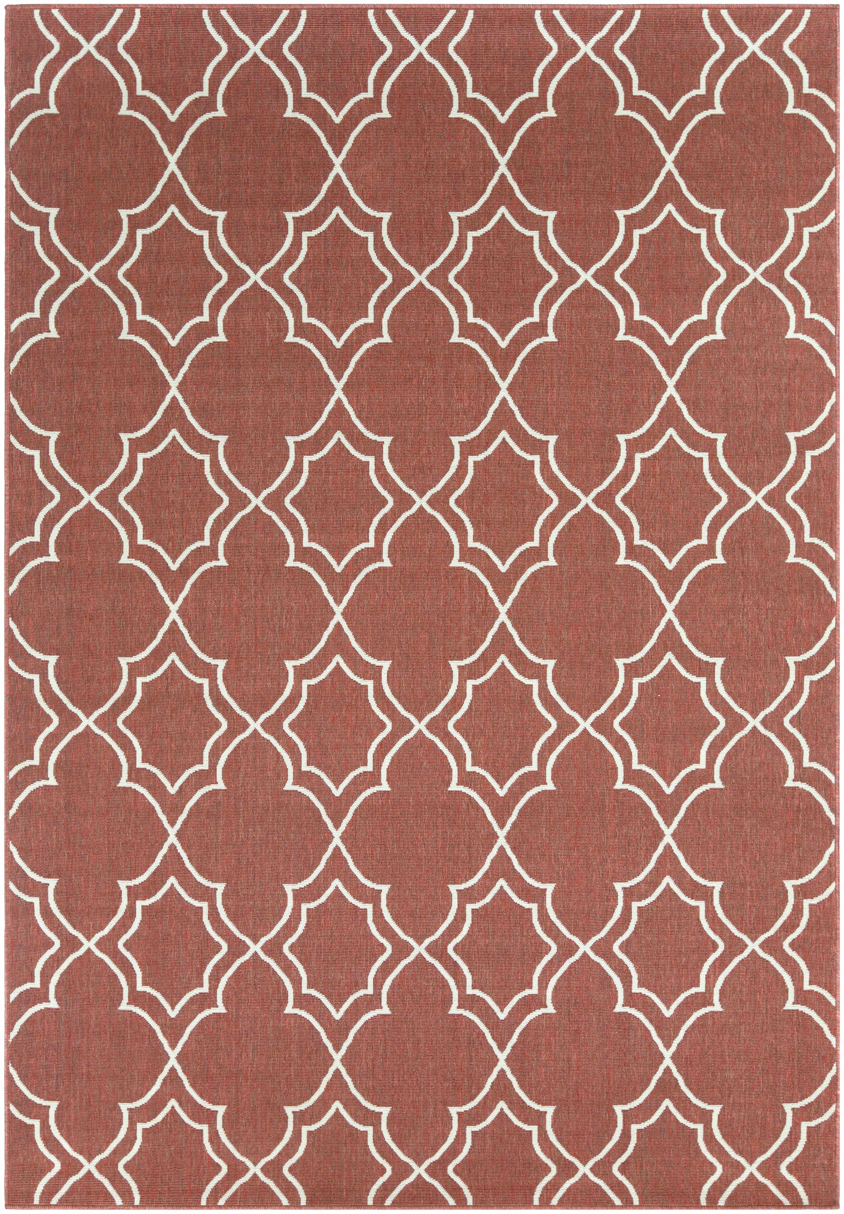 Unique Rust Red Lattice Trellis Outdoor Rug - Clearance - Ornate Home