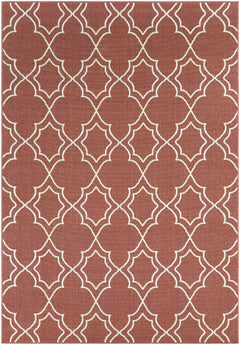 Unique Rust Red Lattice Trellis Outdoor Rug - Clearance - Ornate Home