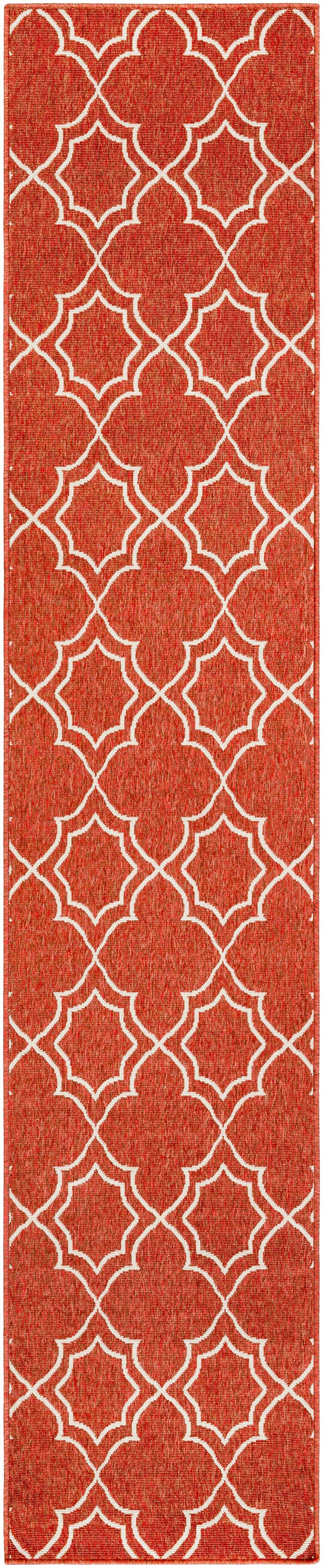 Unique Rust Red Lattice Trellis Outdoor Rug - Clearance - Ornate Home