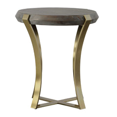 Unite Brass Leg Wood Side Table - Ornate Home