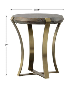Unite Brass Leg Wood Side Table - Ornate Home