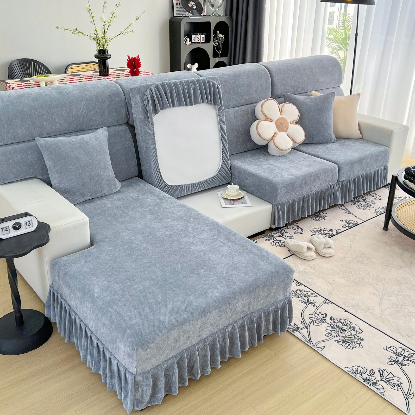 Universal Elastic Skirt Sofa Slipcover, Stretch Sofa Cushion Cover For Bedroom Office Living Room - Ornate Home