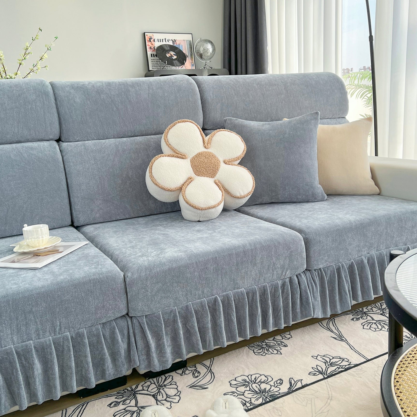 Universal Elastic Skirt Sofa Slipcover, Stretch Sofa Cushion Cover For Bedroom Office Living Room - Ornate Home