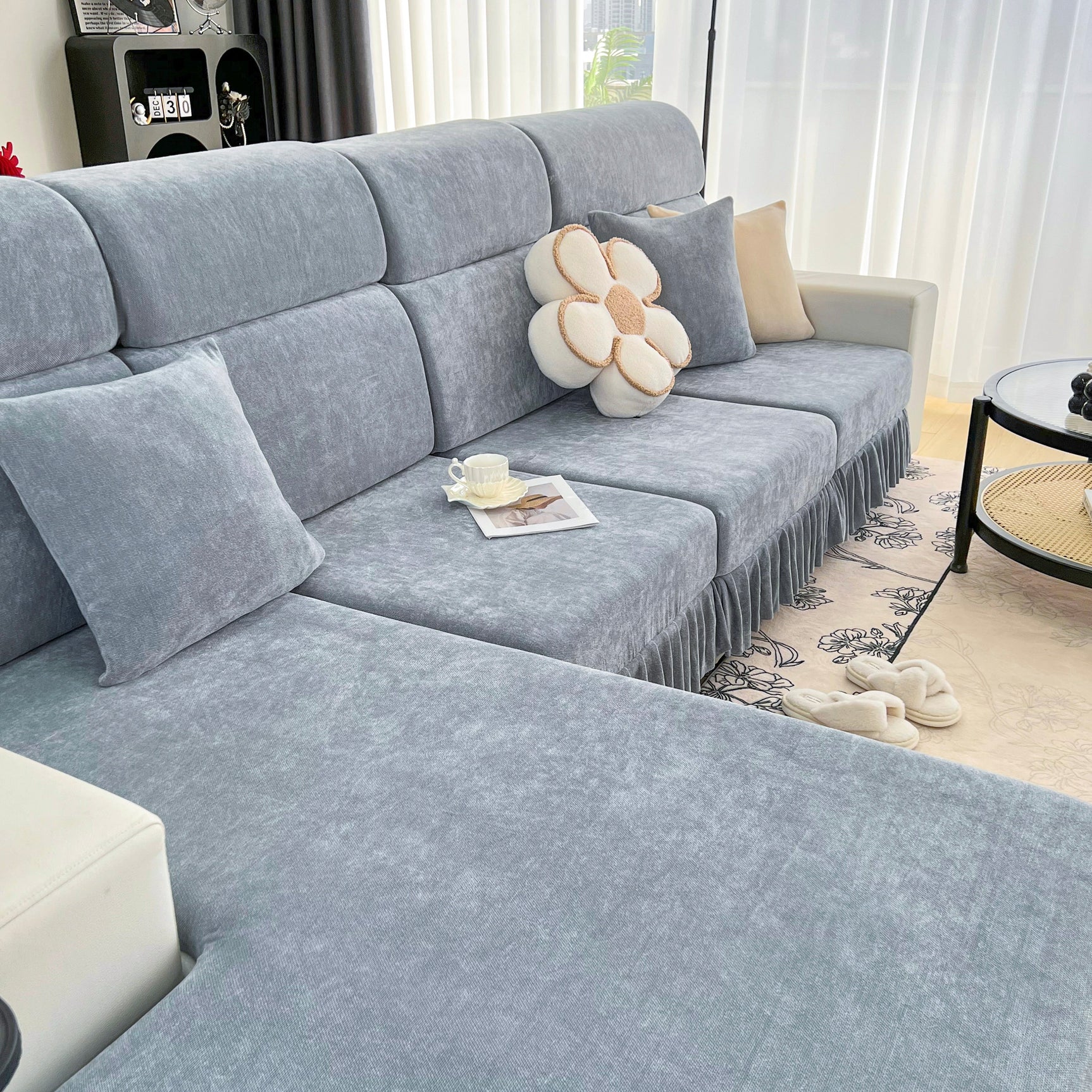 Universal Elastic Skirt Sofa Slipcover, Stretch Sofa Cushion Cover For Bedroom Office Living Room - Ornate Home