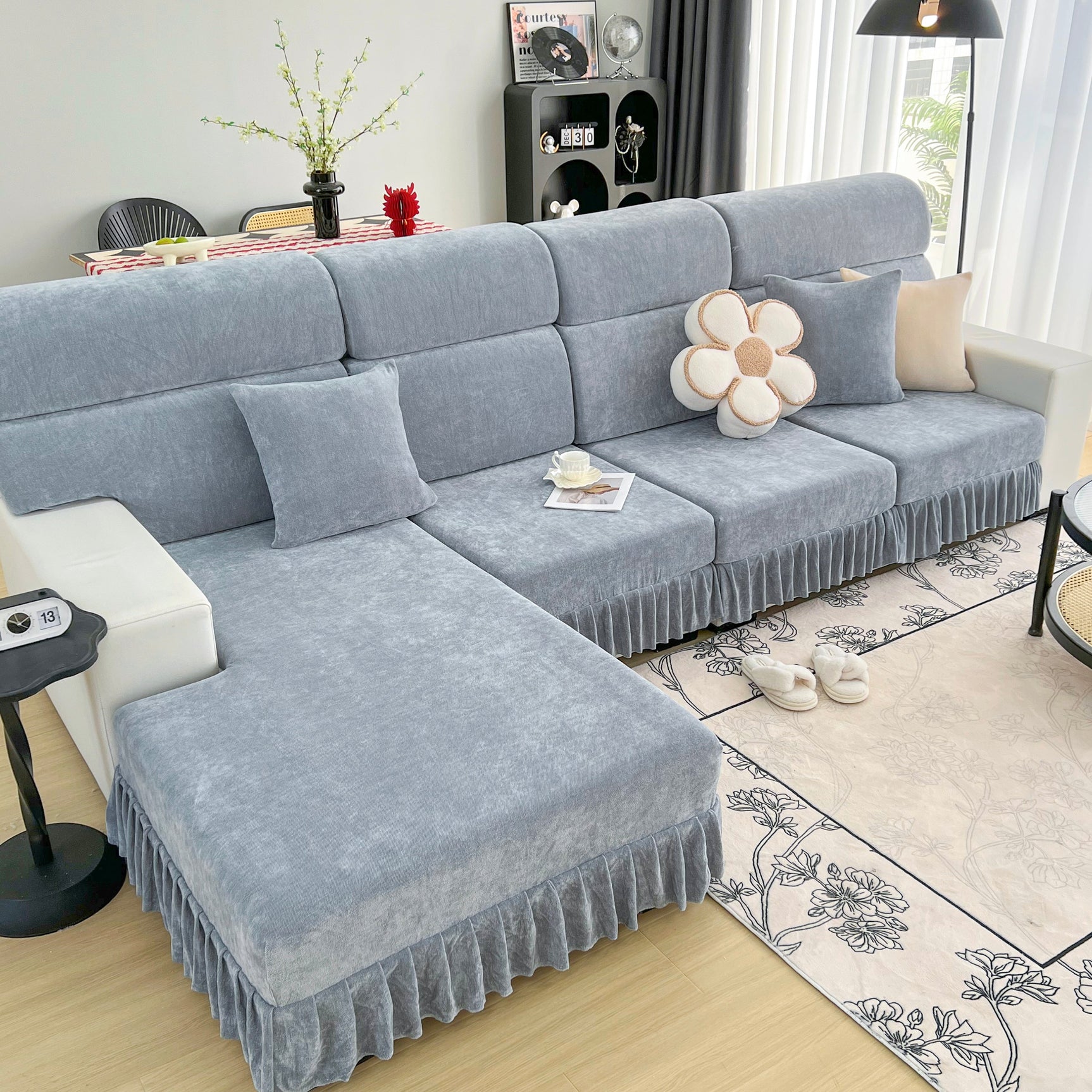 Universal Elastic Skirt Sofa Slipcover, Stretch Sofa Cushion Cover For Bedroom Office Living Room - Ornate Home
