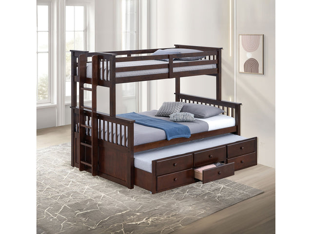 University Dark Walnut Twin/Full Bunk Bed - Ornate Home