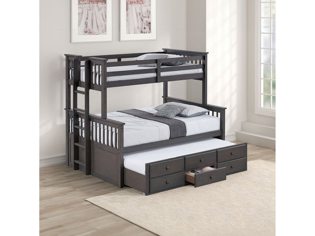 University Stain Gray Twin/Full Bunk Bed - Ornate Home