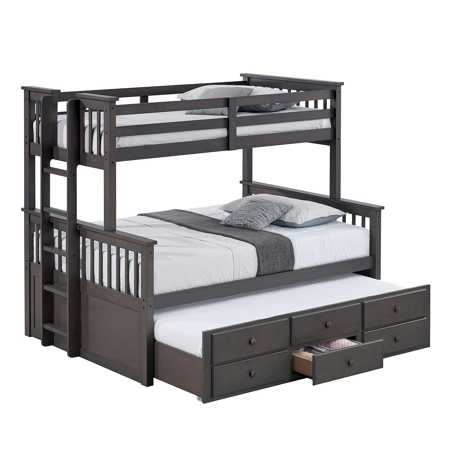 University Stain Gray Twin/Full Bunk Bed - Ornate Home