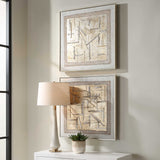 Unpredictable Hand Gold/White Painted Canvases (Set of 2) - Ornate Home