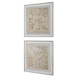 Unpredictable Hand Gold/White Painted Canvases (Set of 2) - Ornate Home