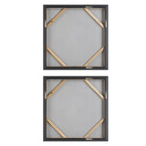 Unpredictable Hand Gold/White Painted Canvases (Set of 2) - Ornate Home