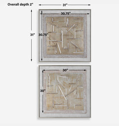 Unpredictable Hand Gold/White Painted Canvases (Set of 2) - Ornate Home