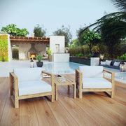 Upland Natural/White 3 Piece Outdoor Patio Teak Set - 34.5x87" - Ornate Home