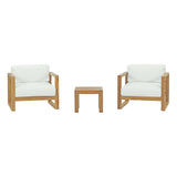 Upland Natural/White 3 Piece Outdoor Patio Teak Set - 34.5x87" - Ornate Home
