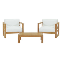 Upland Natural/White 3 Piece Outdoor Patio Teak Set - 39.5x96.5" - Ornate Home