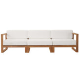 Upland Natural/White 3-Piece Outdoor Patio Teak Wood Sectional Sofa Set - 33.5x102.5" - Ornate Home