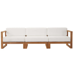Upland Natural/White 3-Piece Outdoor Patio Teak Wood Sectional Sofa Set - 33.5x102.5" - Ornate Home