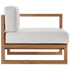 Upland Natural/White 3-Piece Outdoor Patio Teak Wood Sectional Sofa Set - 33.5x102.5" - Ornate Home