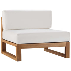Upland Natural/White 3-Piece Outdoor Patio Teak Wood Sectional Sofa Set - 33.5x102.5" - Ornate Home