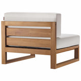 Upland Natural/White 3-Piece Outdoor Patio Teak Wood Sectional Sofa Set - 33.5x102.5" - Ornate Home