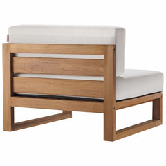 Upland Natural/White 3-Piece Outdoor Patio Teak Wood Sectional Sofa Set - 33.5x102.5" - Ornate Home