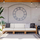 Upland Natural/White 3-Piece Outdoor Patio Teak Wood Sectional Sofa Set - 33.5x102.5" - Ornate Home
