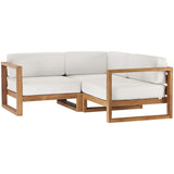 Upland Natural/White 3-Piece Outdoor Patio Teak Wood Sectional Sofa Set - 68x68" - Ornate Home