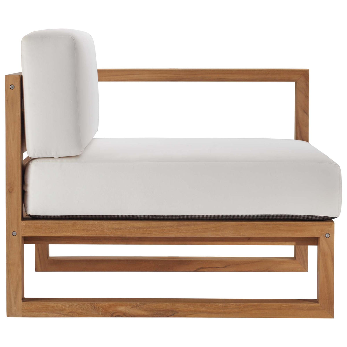 Upland Natural/White 3-Piece Outdoor Patio Teak Wood Sectional Sofa Set - 68x68" - Ornate Home