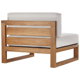 Upland Natural/White 3-Piece Outdoor Patio Teak Wood Sectional Sofa Set - 68x68" - Ornate Home